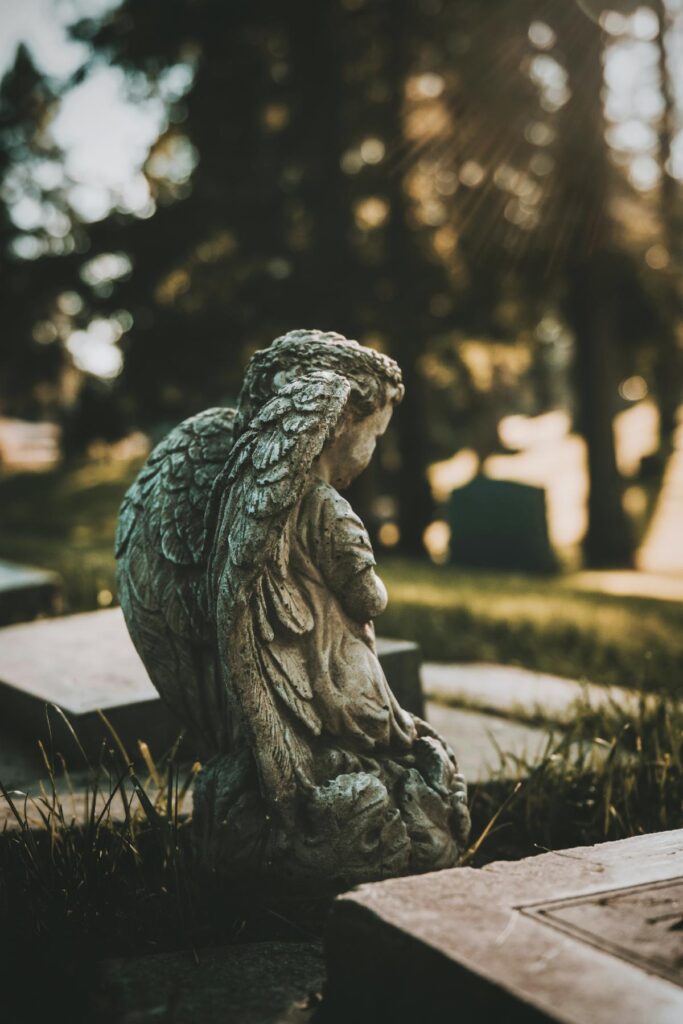 Statue of an angel in a cemetery