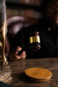Gavel being swung in a probate court proceeding